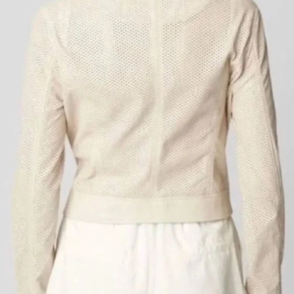 Blank NYC Moto Jacket - Beige/Cream Perforated Faux Leather Size XS - Picture 3 of 16